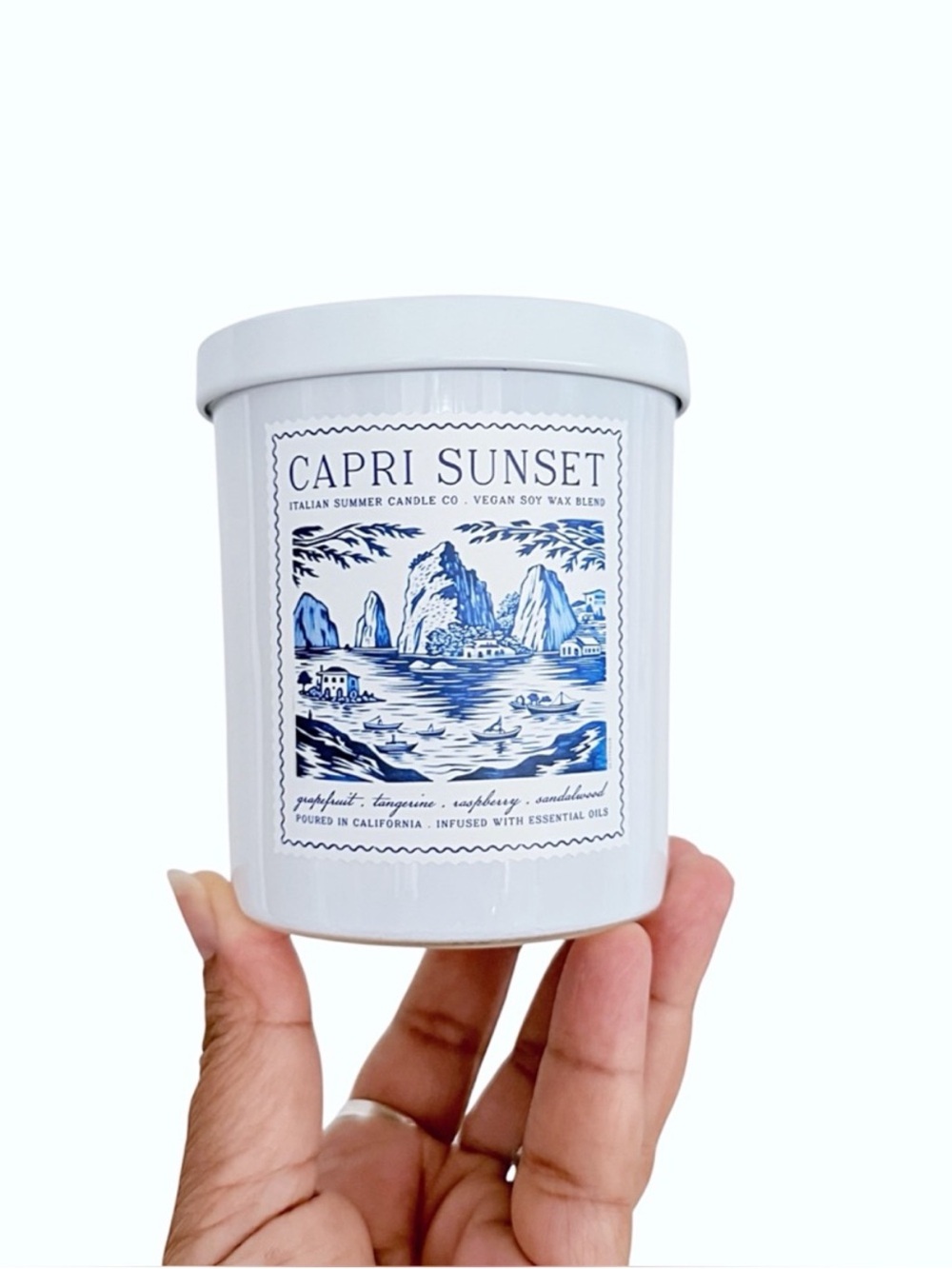 Leoben Company Capri Sunset White & Blue Scented Candle